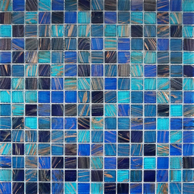 Foshan Supplier Blue Mixed Color Square Goldline Mosaikfliesen