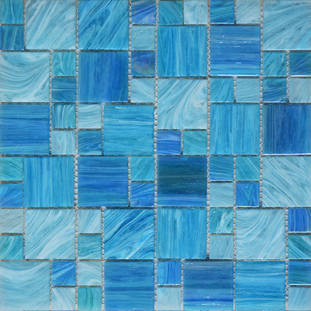 Blaue Glasmosaikfliese für Swimmingpool